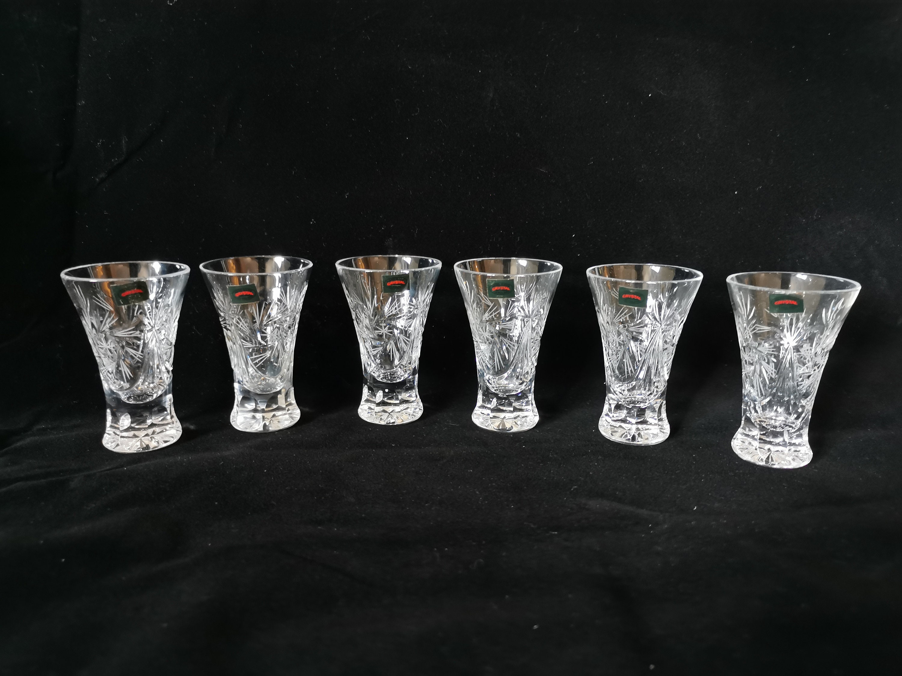 Service à Digestif/Liqueur/Vin Cuit/Vodka/Cristal/ Verre Ciselé/Gravé/Transparent/ Années 70/ Pologn