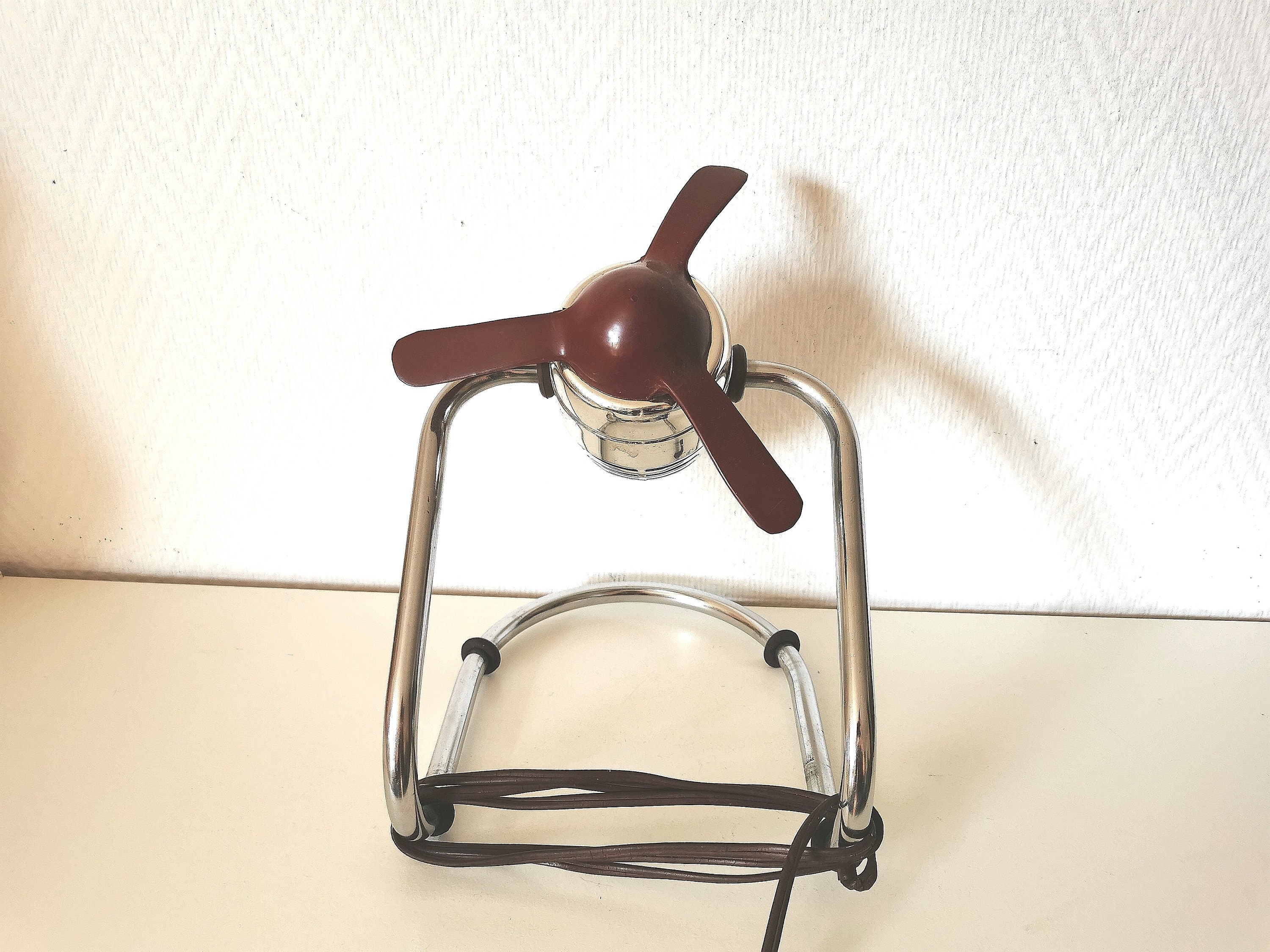 Ventilateur/En Métal /Plastique/Couleur Argent et Marron/Marque Philips /Français Vintage/Années 50
