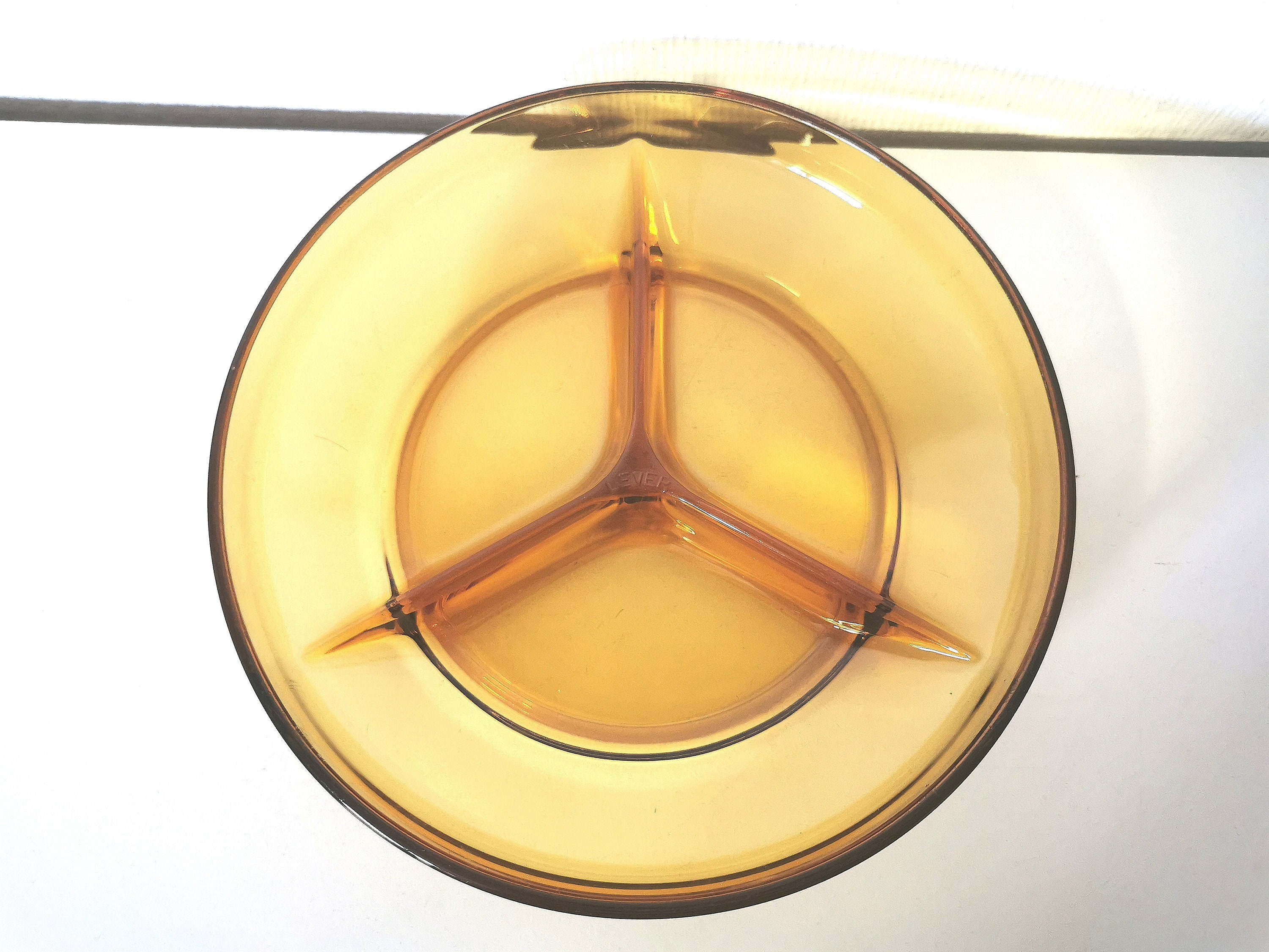 Plat/Serviteur/Ravier/Apéritif/Crudités/ en Verre/Jaune/Ambre/ Lever/Années 70/France Vintage