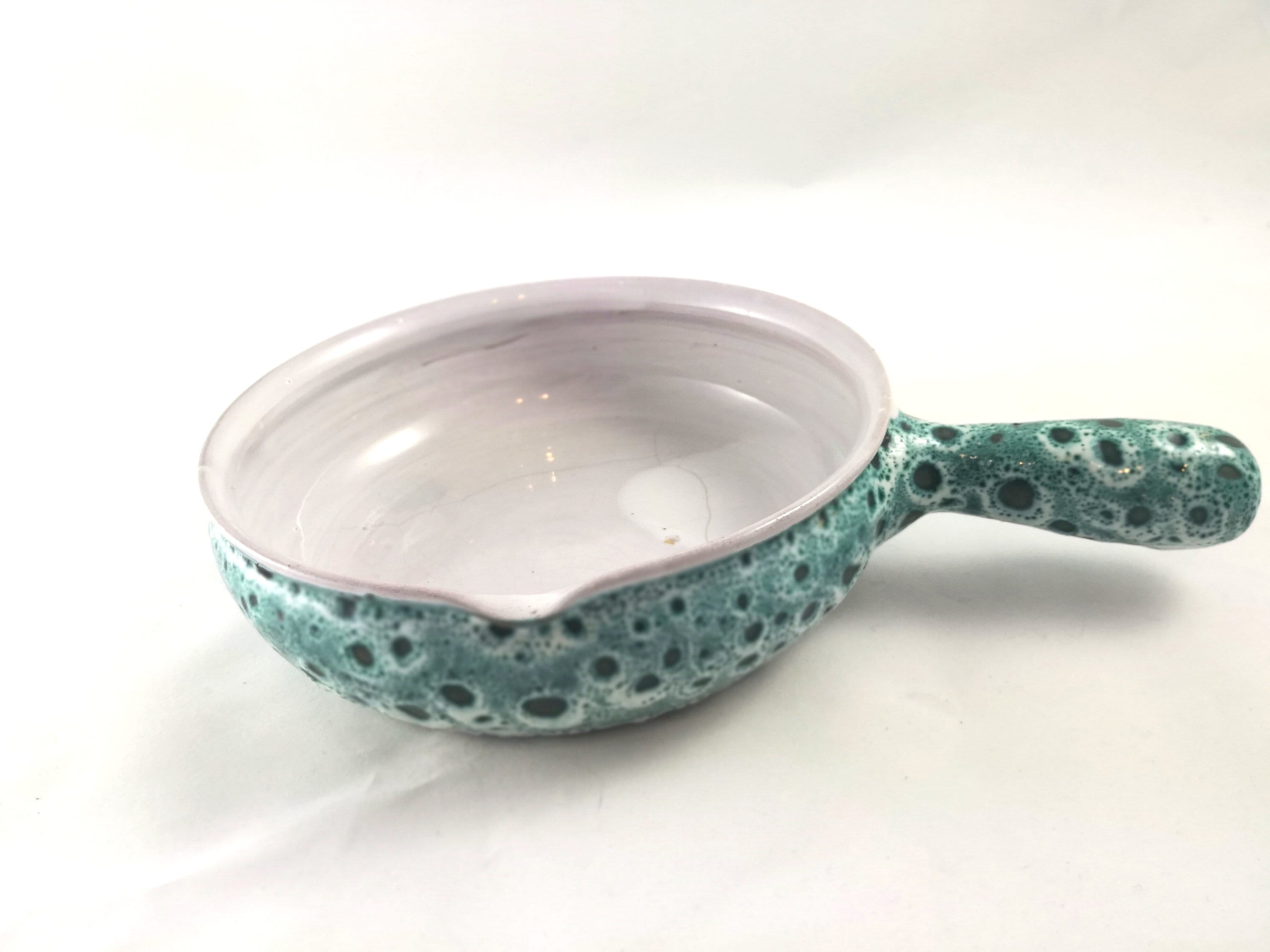 Caquelon/Casserole/Poêle en Céramique Turquoise Vallauris France Années 70