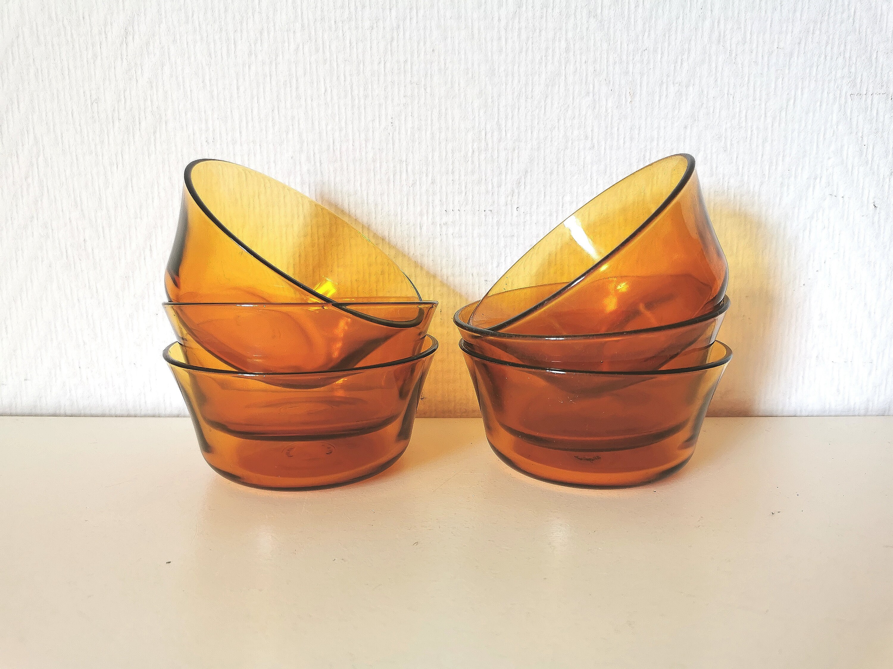 Bol/Coupe/Coupelles/ en Verre/Jaune/Ambre/ Duralex /Années 70/France Vintage