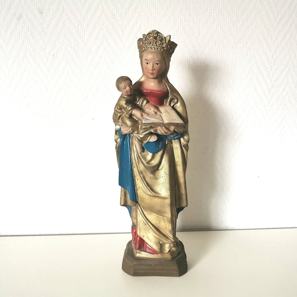 grande statue/ vierge MARIE /vierge à l'enfant/plâtre ancien /saint Landricus/religion / sainte /antique pays bas