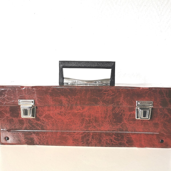 mallette/valise/rangement/transport/cassettes audio/vierges/musique/années 80/simili cuir/ français vintage