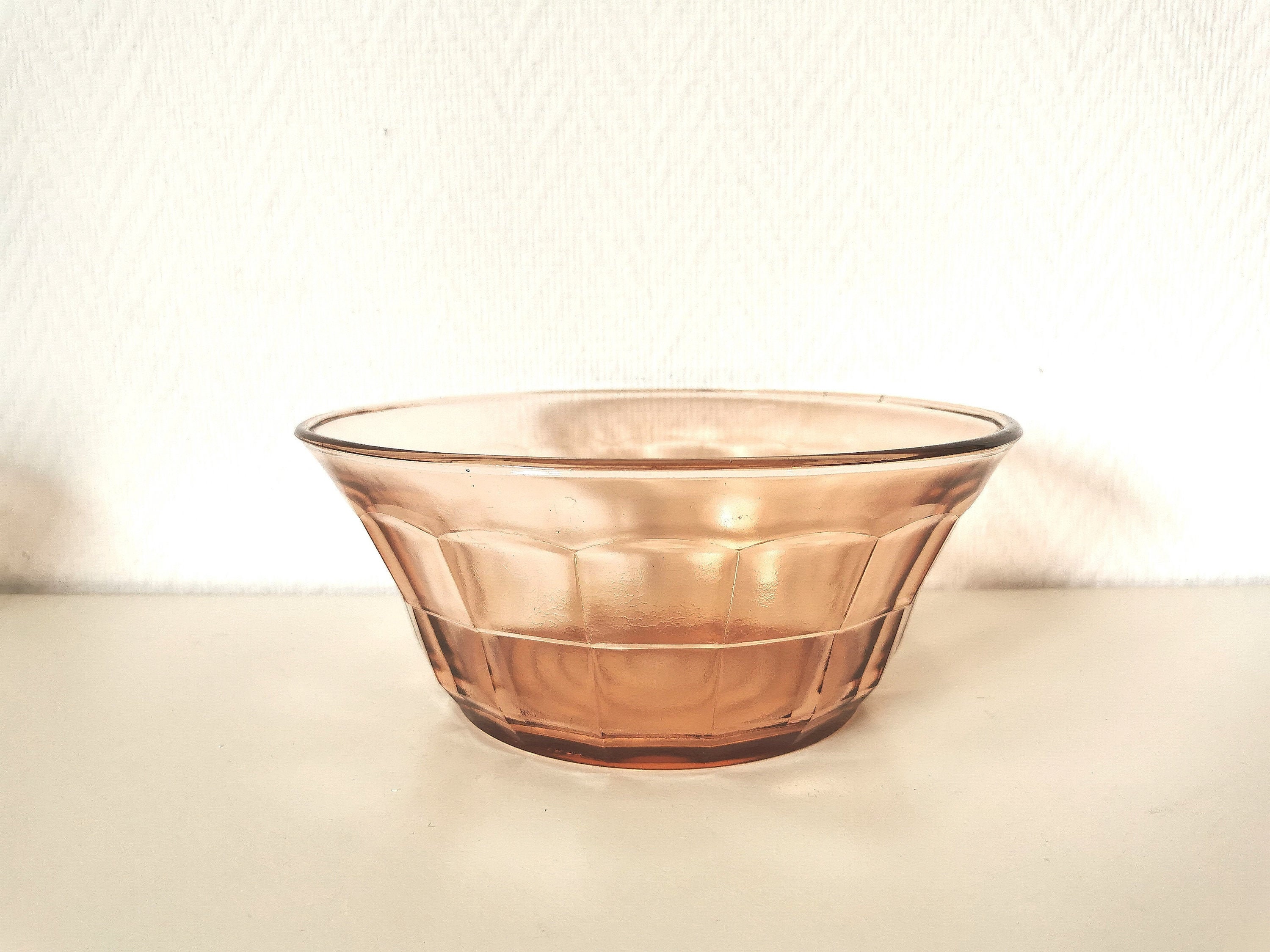Coupe/Plat/Bol/Corbeille/ à Fruit/Verre Rose/Art Déco /Français Vintage