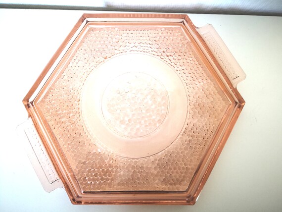 Glass Molded Art Deco Rose Hexagon France Vintage Etsy