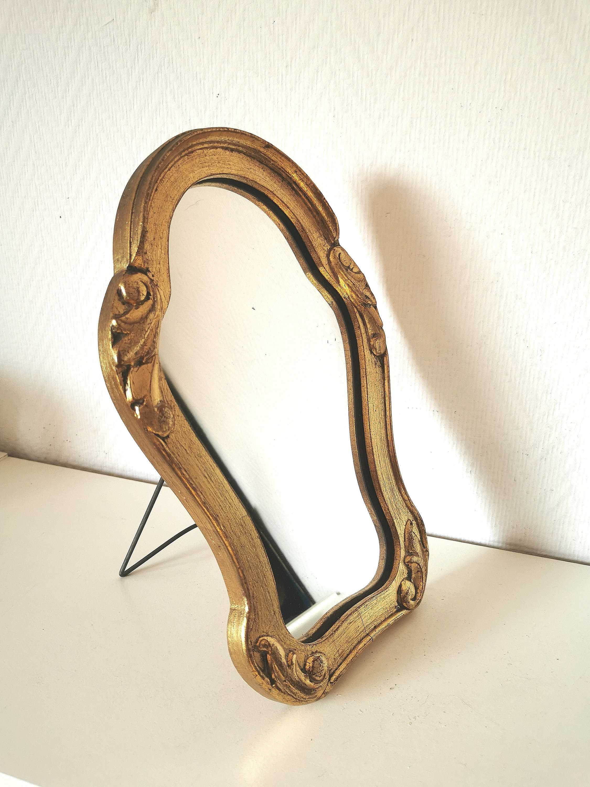 Miroir Florentin/À Poser/Baroque/ Bois Doré /Rococo/ Italien Vintage