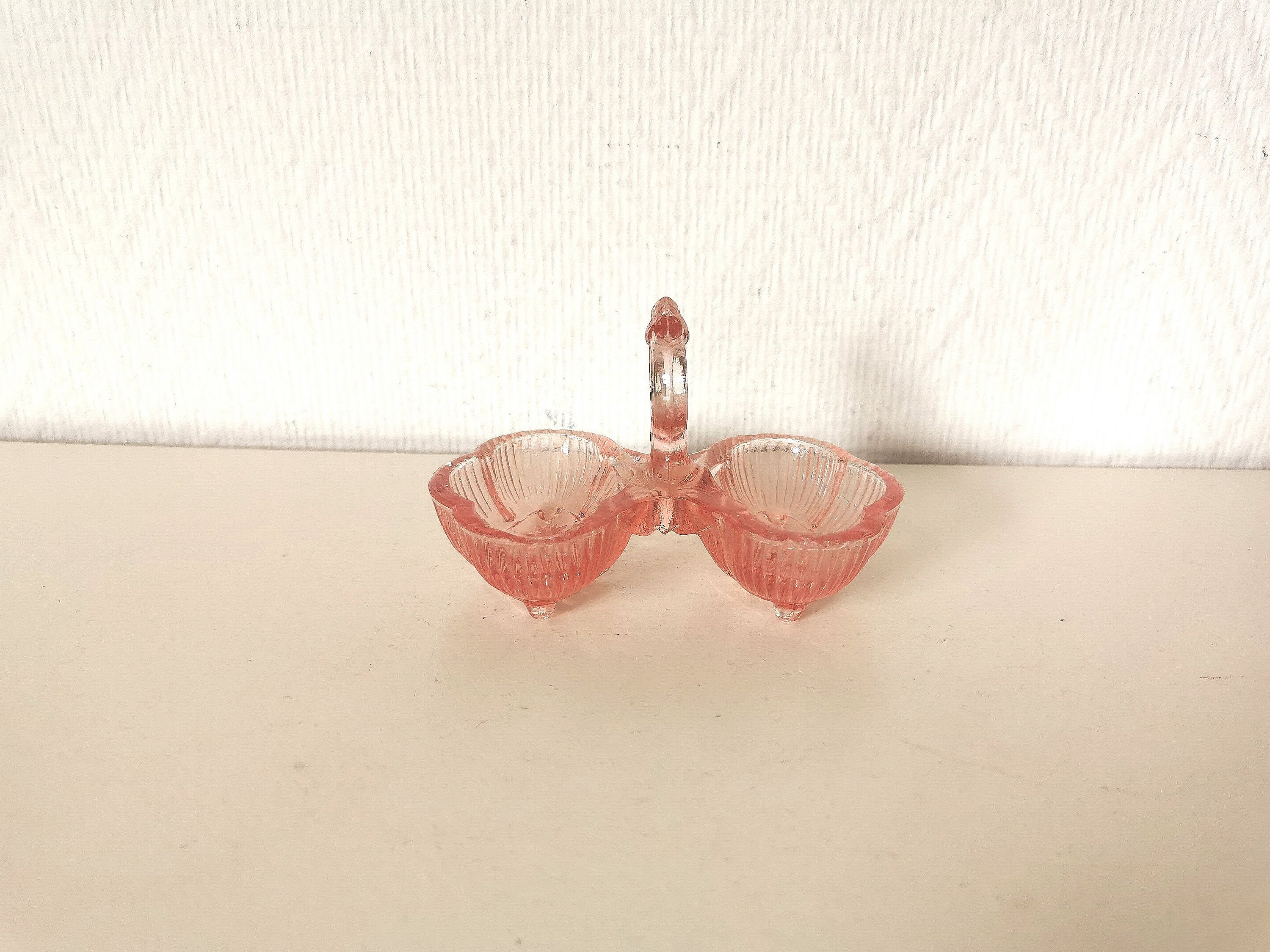 Saleron/ Salière en Verre Rose/Années 3O/ Art Déco France Vintage