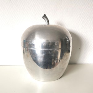 bucket/pot/ice/ice cubes/metal/apple shape/fruit/70s/french vintage