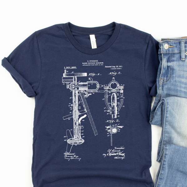 Vintage Patent Print 1911 Evinrude Outboard T-shirt Boat Motor Cool Unisex Blueprint Tee
