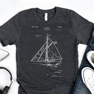 Retro 1923 Toy Sailboat Shirt Vintage Blueprint Unisex Boat Patent Drawing Cool Sailing Tee