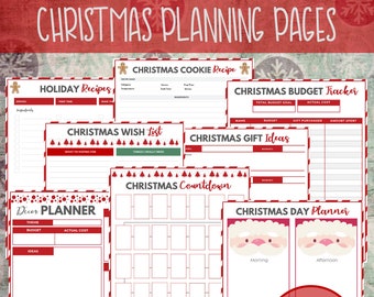 Printable Christmas 2022 Holiday Planner Party Decoration Gift List Shopping Budget Organizer Checklist