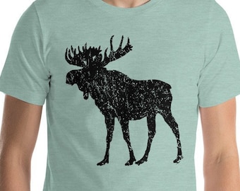 Distressed Moose Silhouette Tee Vintage Outdoor Rustic Gift Short-Sleeve Men's T-Shirt