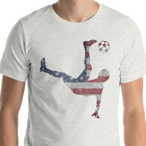 US National Team Bike Kick T-Shirt Awesome American Flag Soccer Unisex Tee