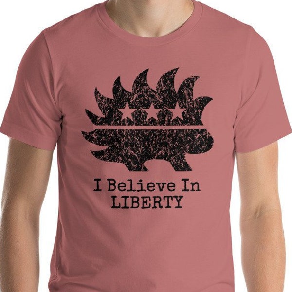 I Believe In Liberty Libertarian Porcupine Distressed Freedom Gift Short-Sleeve Men's T-Shirt