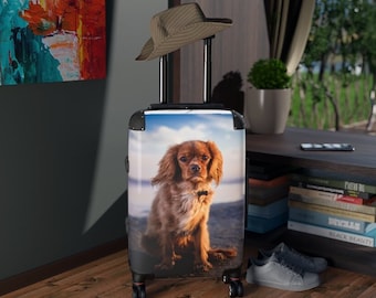 Aangepaste hond foto dragen op koffer gepersonaliseerde reiziger foto cabine spinner tas