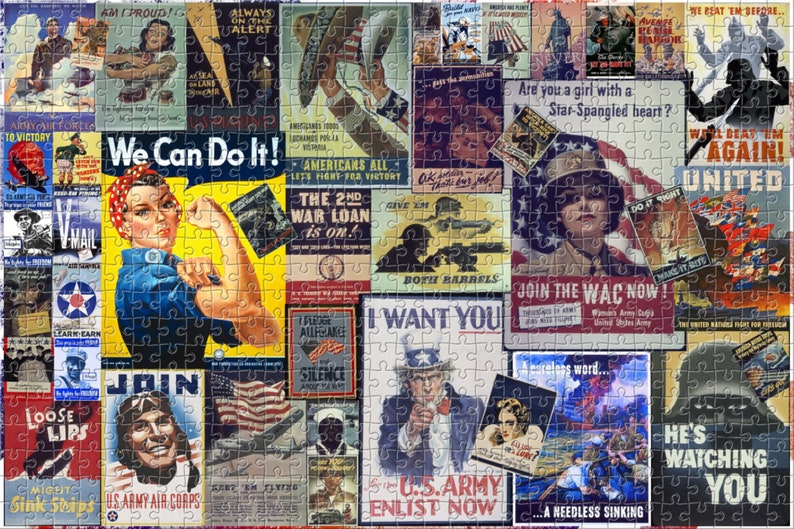 ww2-jigsaw-puzzle-world-war-2-poster-collage-unique-wwii-gift-etsy
