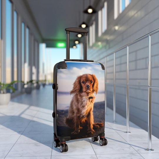 Custom Dog Picture Carry On Suitcase Personalized Traveler Photo Cabin Spinner Bag