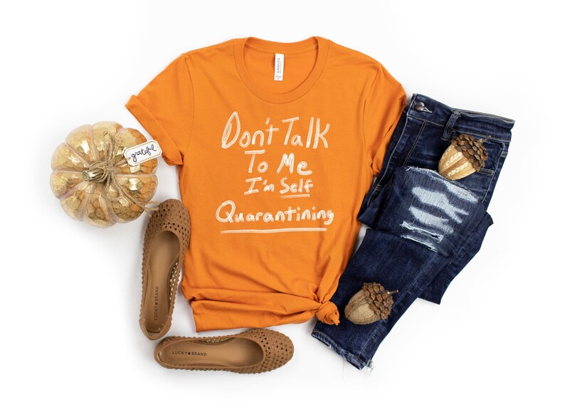 Don't Talk To Me I'm Self Quarantining T-shirt Germophobe Introvert Cold and Flu Unisex Gift Tee Burnt Orange