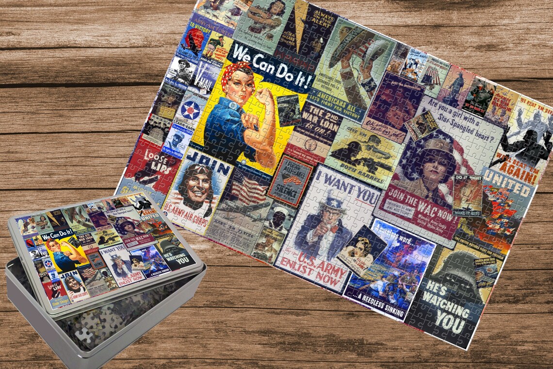 WW2 Jigsaw Puzzle World War 2 Poster Collage Unique WWII Gift Etsy