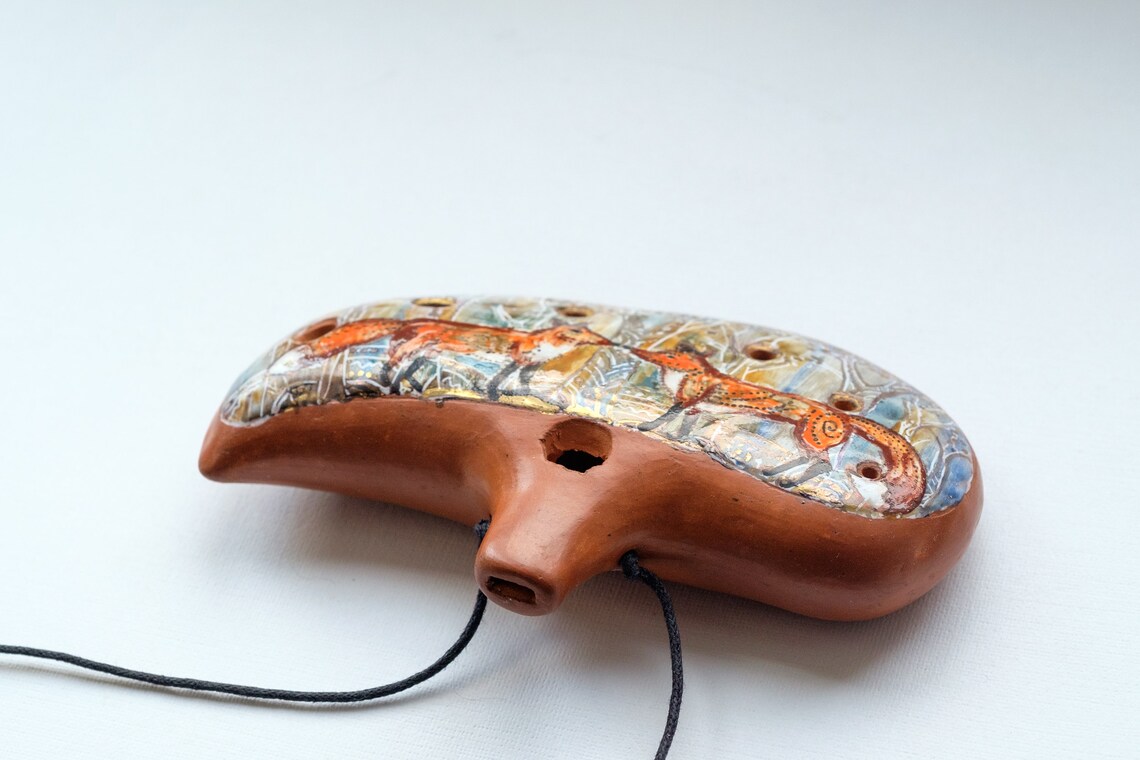 Ceramic ocarina Fox spring. Beautiful ceramic flute with Etsy