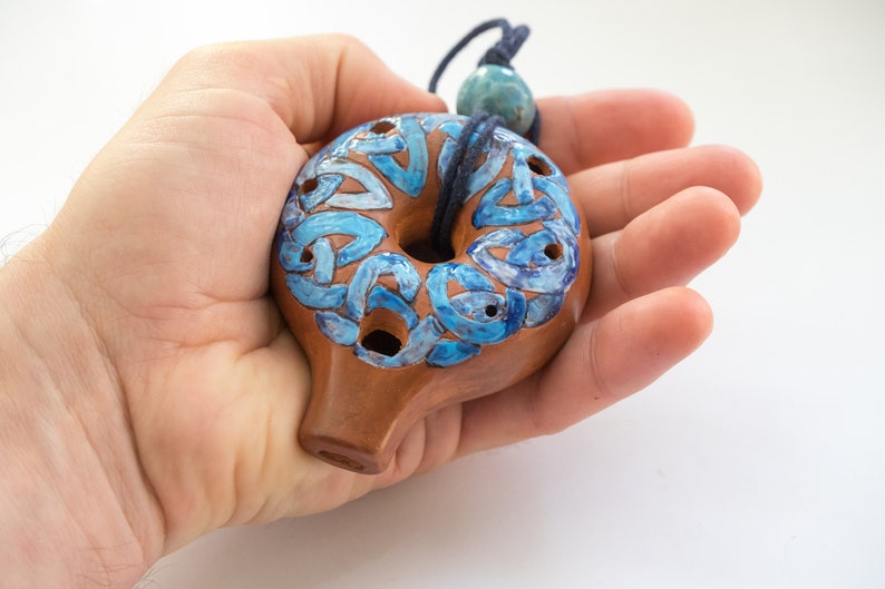 Ceramic Ocarina Celtic Knotwork. Musical Instrument Celtic Etsy