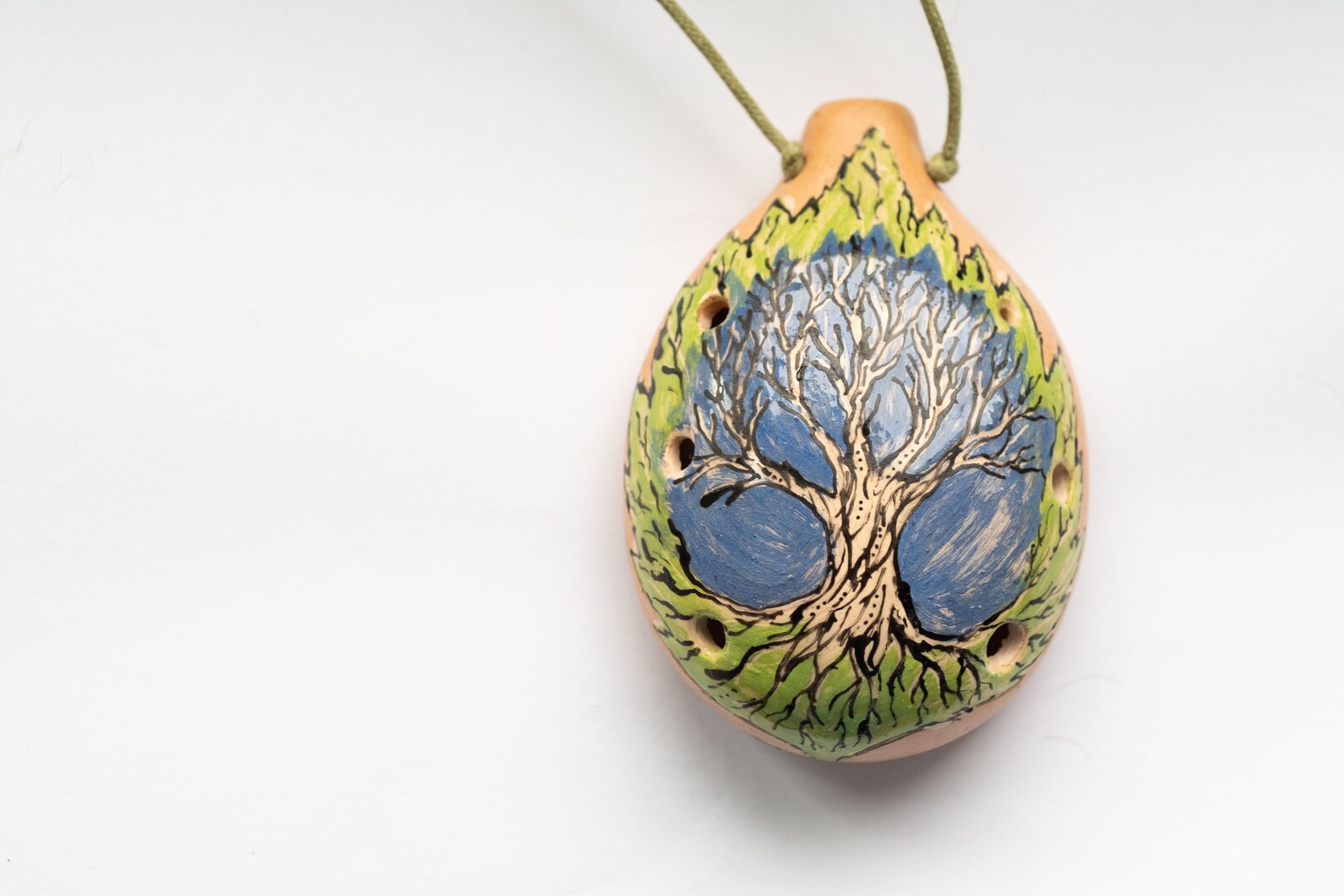 Ceramic Ocarina Leaf and Wood. Handmade Clay Flute With Etsy