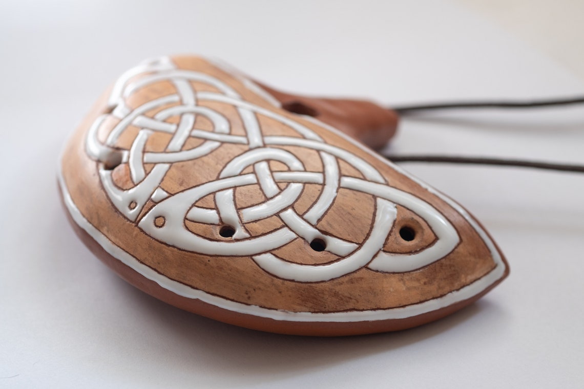 Ceramic Ocarina Celtic Labyrinth. Handmade Clay Flute With Etsy