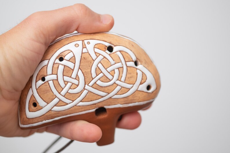 Ceramic Ocarina Celtic Labyrinth. Handmade Clay Flute With Etsy
