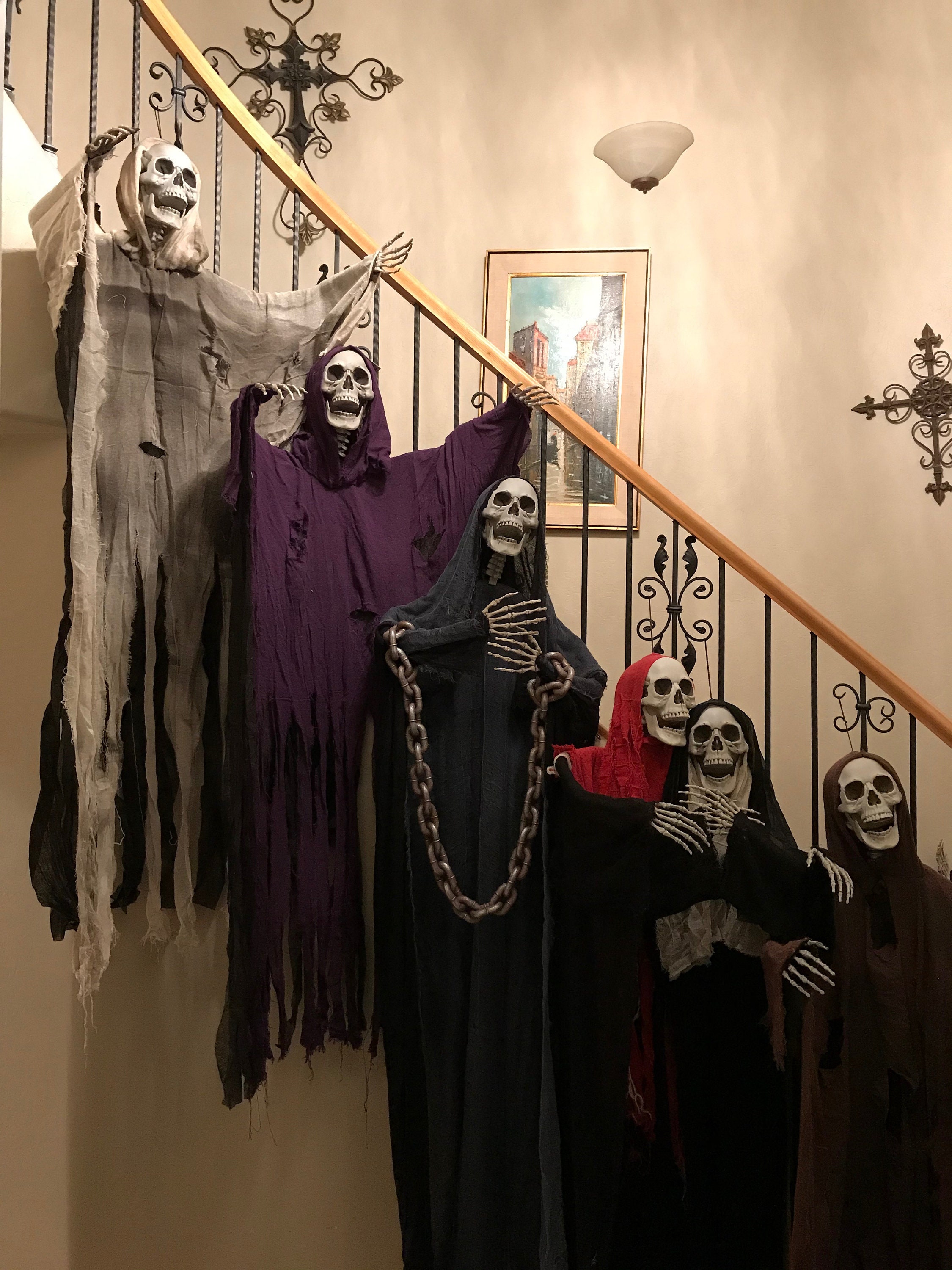 7 foot Hanging Haunted Halloween Posable Skeleton- "Alice in Chains" from the  "The Catacomb Collection"