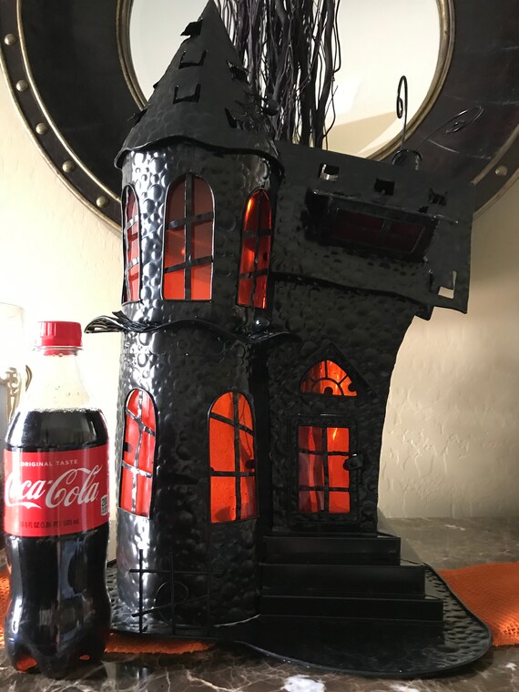 Halloween Tea Light Candle Holder Purple Haunted House Village Halloween Tea Light Candle Holder Purple Haunted House Village