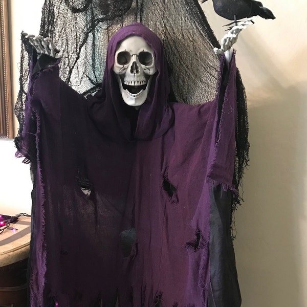 The Purple Phantom 6 foot hanging Halloween skeleton