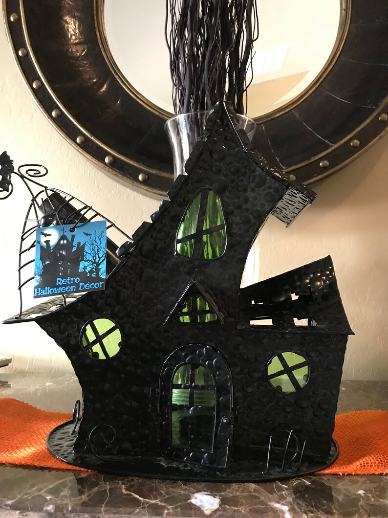 15 Inch Spooky Gothic Haunted House Halloween Candle Holder Etsy