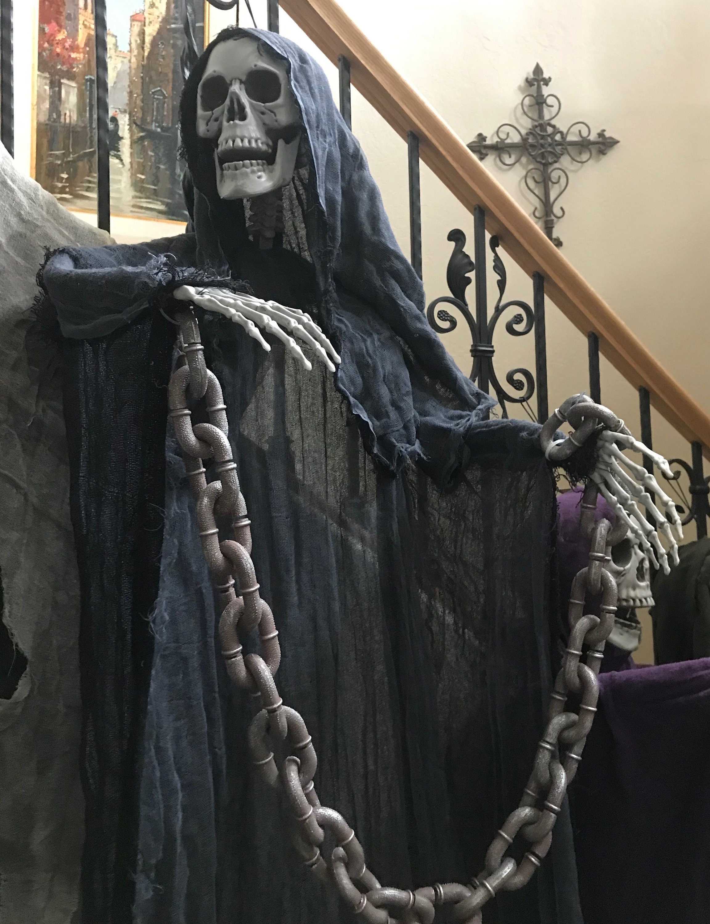 7 foot Hanging Haunted Halloween Posable Skeleton- "Alice in Chains" from the  "The Catacomb Collection"