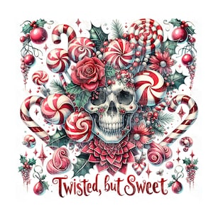 Funny Christmas Skull PNG: Candy Cane Sublimation Design (Digital Download)