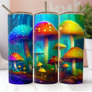20oz Skinny Tumbler Sublimation Designs , Mushroom PNG , Tumbler wrap , Printable tumbler wrap