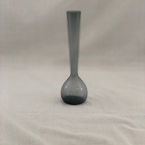 Vintage Mid Century Smoky Gray Blown Glass Bud Vase - 8&quot; tall
