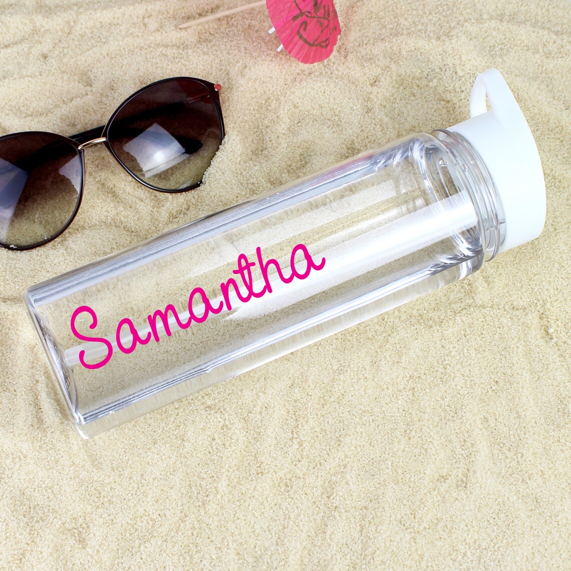 Personalised Pink Name Water Bottle Any Name Water Bottle Etsy