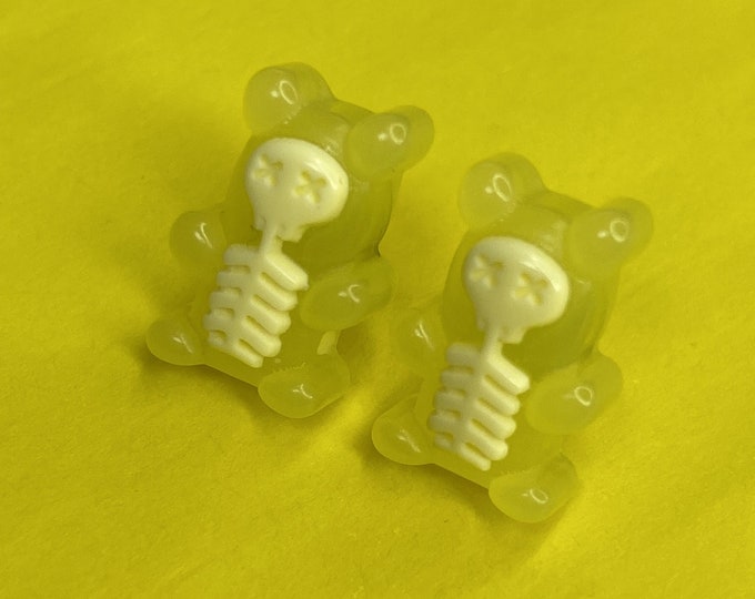 Yellow Skeleton Gummy Bear Stud Earrings