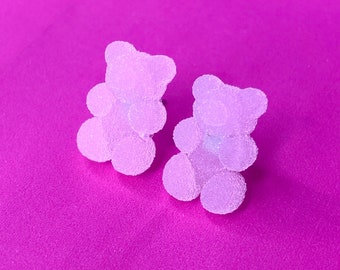 Translucent Pink “Sour” Gummy Bear Earrings