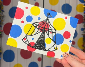 Circus Tent Handpainted Watercolor Canvas Circus Art