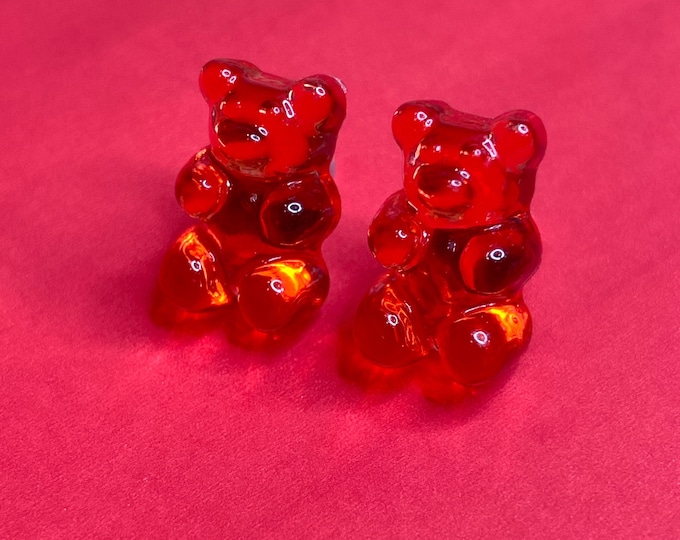 Translucent Red Gummy Bear Earrings
