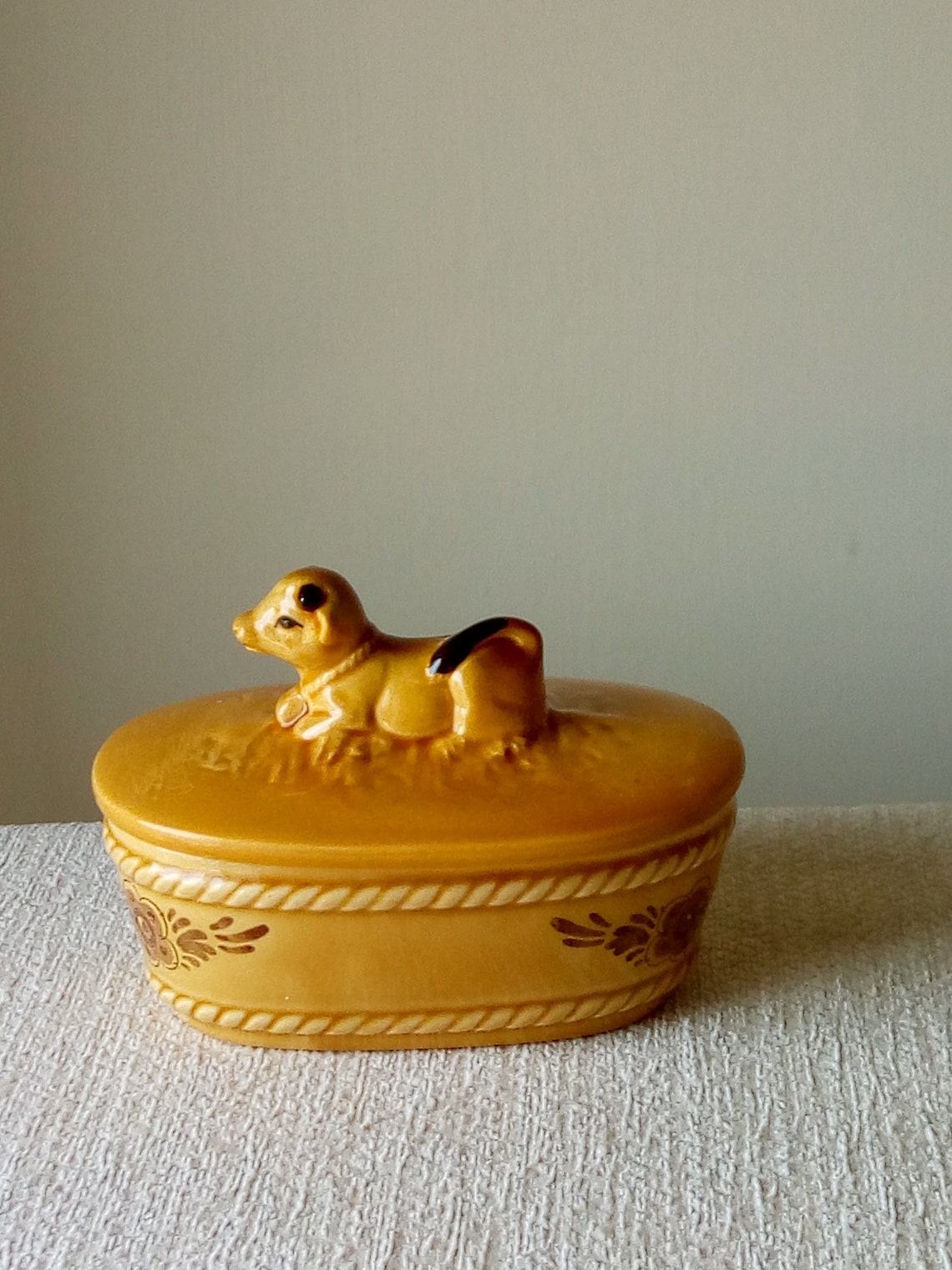 Vintage Guernsey Cow Ceramic Butter Dish with Lid Etsy