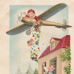 Carte de voeux avec enfants et avion carte de fantaisie | Etsy