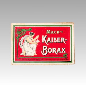 Mack&#39;s Kaiser Borax Art Nouveau advertising paper box from the 1910s, collectible paper ephemera