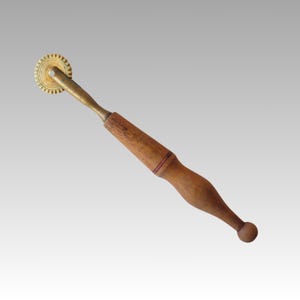Dough cutter with brass wheel and wooden handle, pastry wheel, cookie cutter, pastry crimper