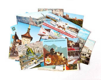 20 collectible unposted European postcards from different countries, supplies for collage, scrapbook, junk journal, paper art, postcrossing