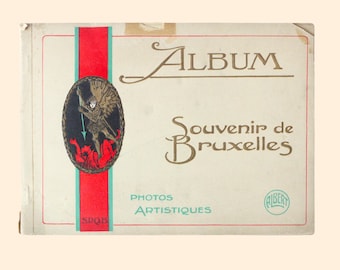 Antique Bruxelles / Brussels photo album, collectible book, vintage tourist souvenir from Belgium