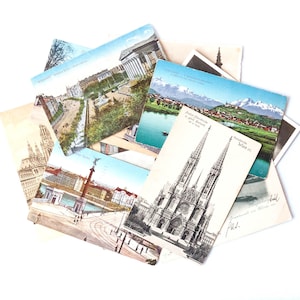 Lot de 11 cartes postales européennes vintage, cartes postales à collectionner d'Europe, fournitures pour scrapbooking, carnets, collages