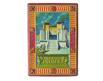 Ricordo di Pompei, ausklappbares Fotoalbum mit Karte, Pompeji-Souvenir, italienisches Sammelbuch