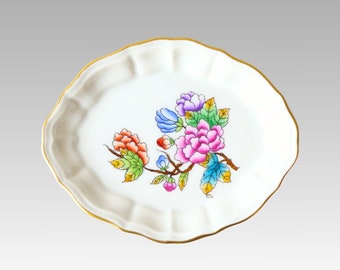 Vintage handpainted Herend porcelain ring dish with Victoria pattern
